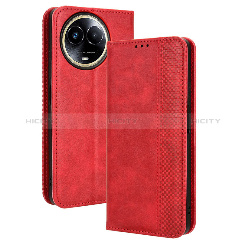 Coque Portefeuille Livre Cuir Etui Clapet BY4 pour Realme 11 5G Rouge Plus