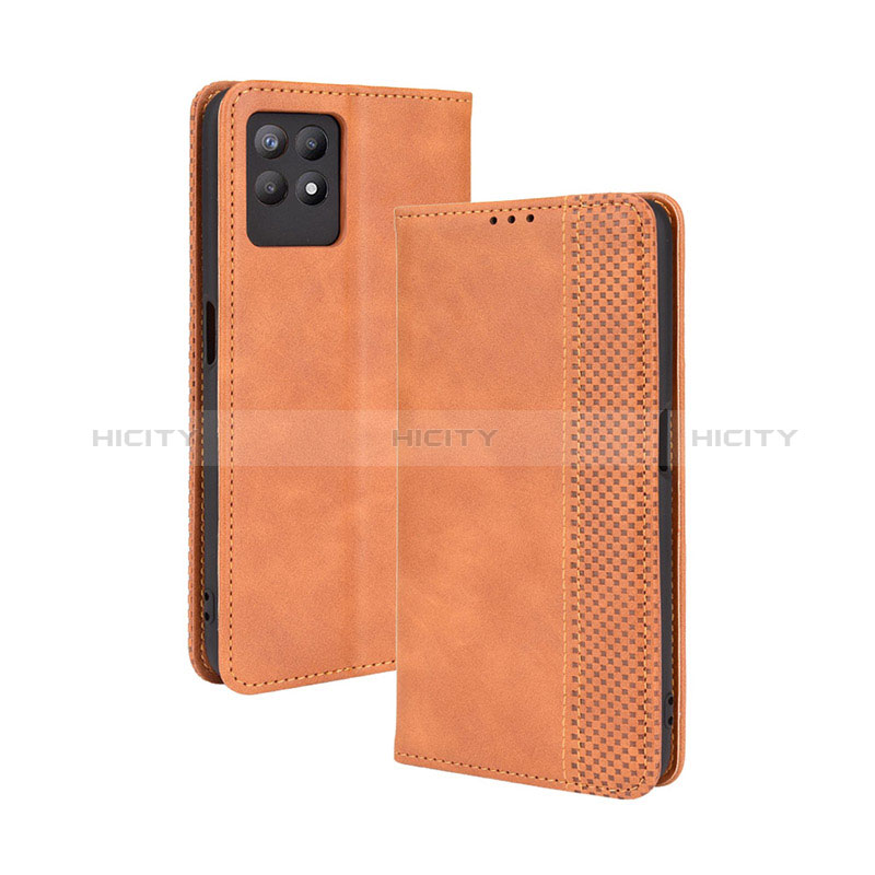 Coque Portefeuille Livre Cuir Etui Clapet BY4 pour Realme 8i Marron Plus