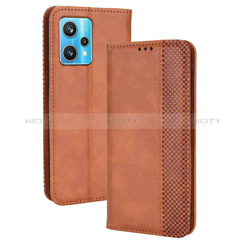 Coque Portefeuille Livre Cuir Etui Clapet BY4 pour Realme 9 4G Marron Plus