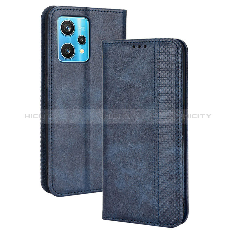 Coque Portefeuille Livre Cuir Etui Clapet BY4 pour Realme 9 5G Bleu Plus