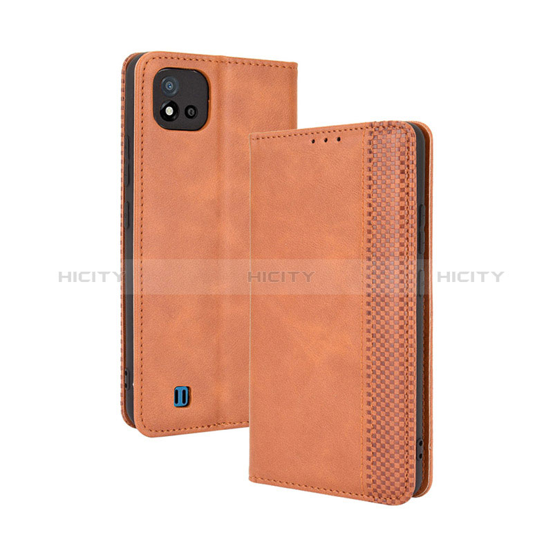 Coque Portefeuille Livre Cuir Etui Clapet BY4 pour Realme C11 (2021) Marron Plus