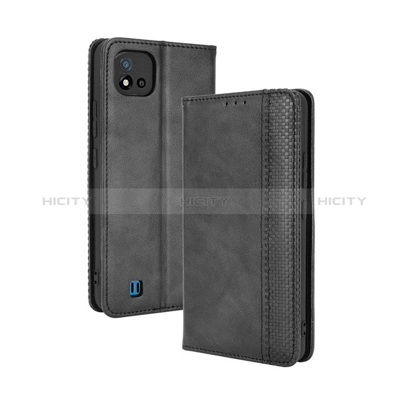 Coque Portefeuille Livre Cuir Etui Clapet BY4 pour Realme C11 (2021) Noir Plus