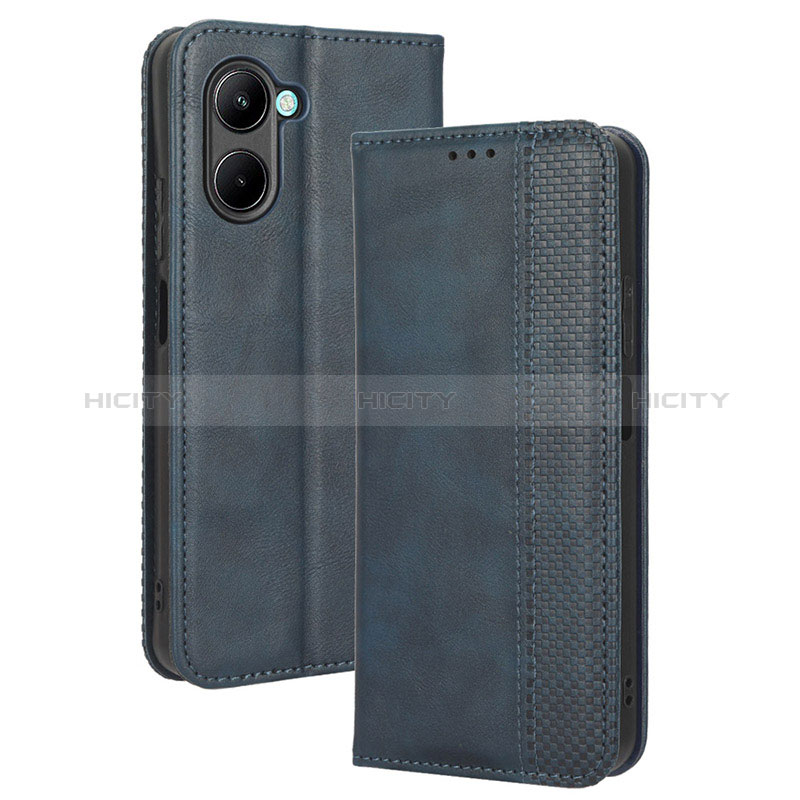 Coque Portefeuille Livre Cuir Etui Clapet BY4 pour Realme C33 (2023) Bleu Plus