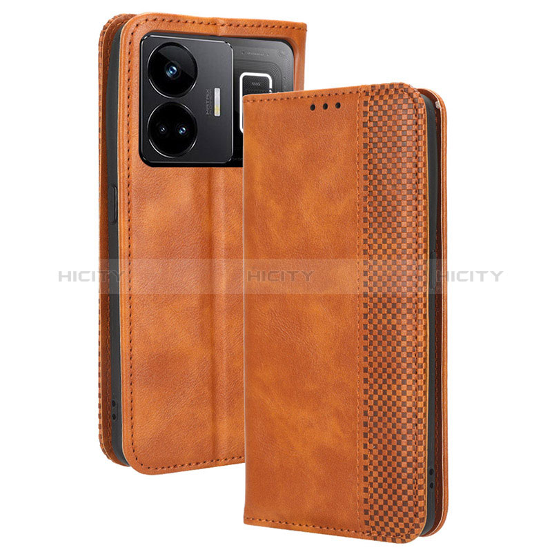 Coque Portefeuille Livre Cuir Etui Clapet BY4 pour Realme GT Neo5 5G Marron Plus