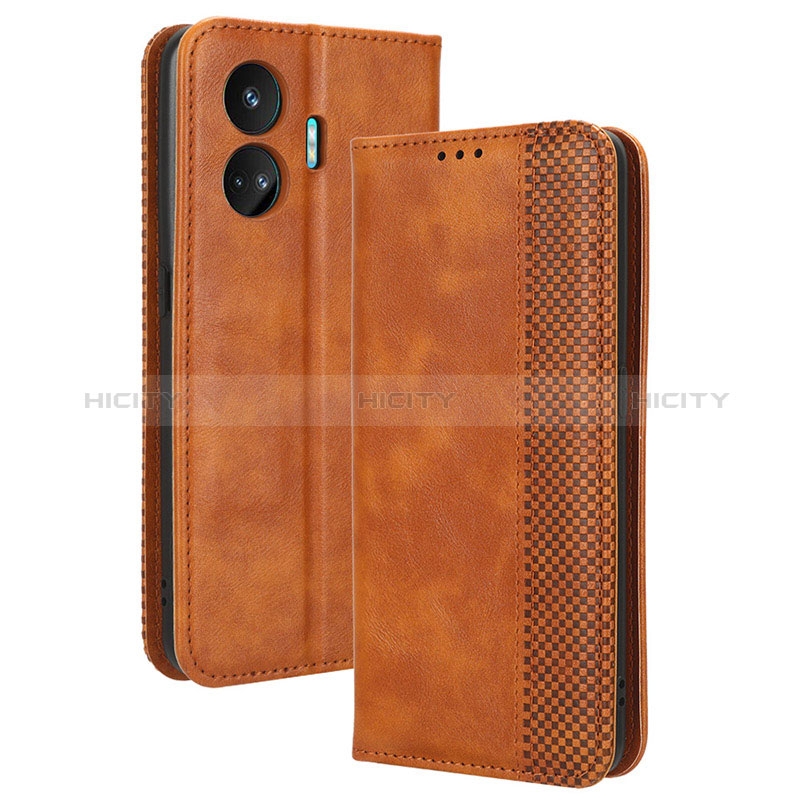 Coque Portefeuille Livre Cuir Etui Clapet BY4 pour Realme GT Neo5 SE 5G Marron Plus