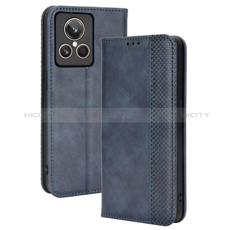 Coque Portefeuille Livre Cuir Etui Clapet BY4 pour Realme GT2 Master Explorer Bleu Plus