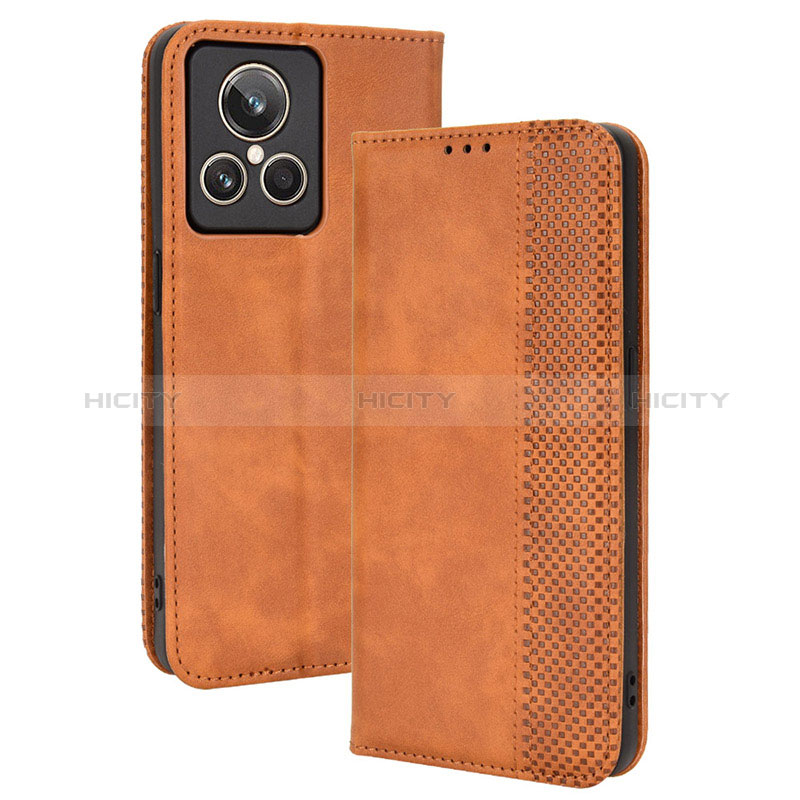 Coque Portefeuille Livre Cuir Etui Clapet BY4 pour Realme GT2 Master Explorer Marron Plus