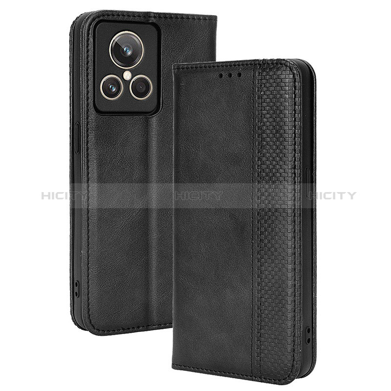 Coque Portefeuille Livre Cuir Etui Clapet BY4 pour Realme GT2 Master Explorer Noir Plus