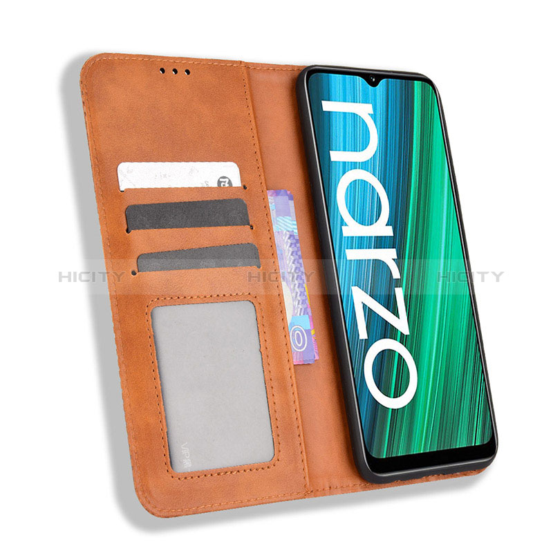 Coque Portefeuille Livre Cuir Etui Clapet BY4 pour Realme Narzo 50A Plus