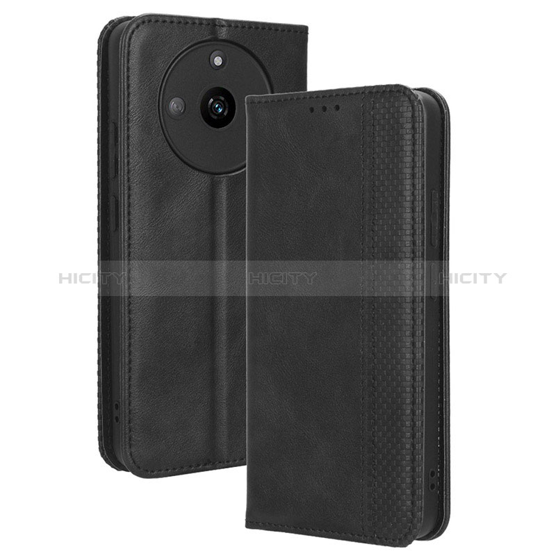 Coque Portefeuille Livre Cuir Etui Clapet BY4 pour Realme Narzo 60 5G Noir Plus