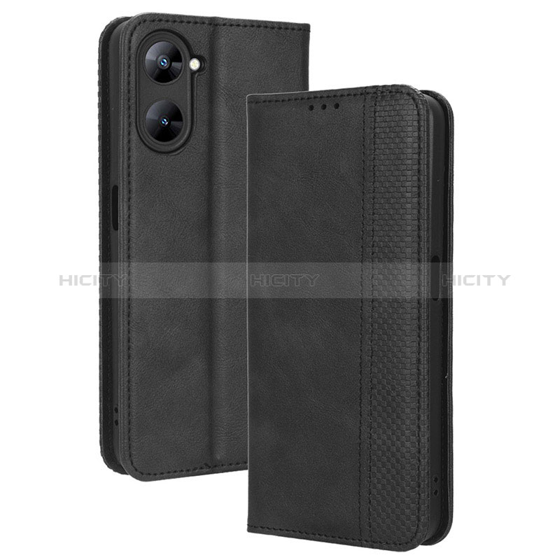 Coque Portefeuille Livre Cuir Etui Clapet BY4 pour Realme Q5x 5G Noir Plus