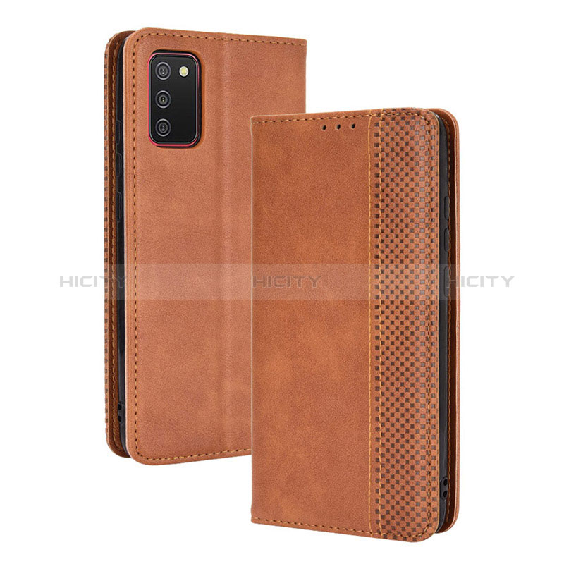 Coque Portefeuille Livre Cuir Etui Clapet BY4 pour Samsung Galaxy A02s Marron Plus