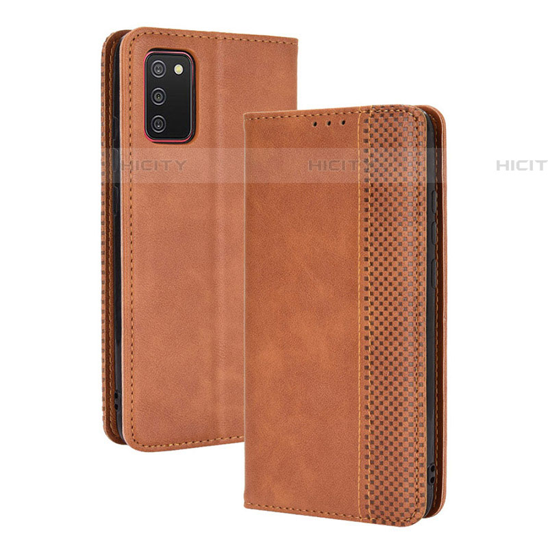 Coque Portefeuille Livre Cuir Etui Clapet BY4 pour Samsung Galaxy A03s Marron Plus