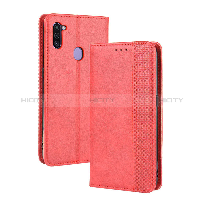 Coque Portefeuille Livre Cuir Etui Clapet BY4 pour Samsung Galaxy A11 Rouge Plus