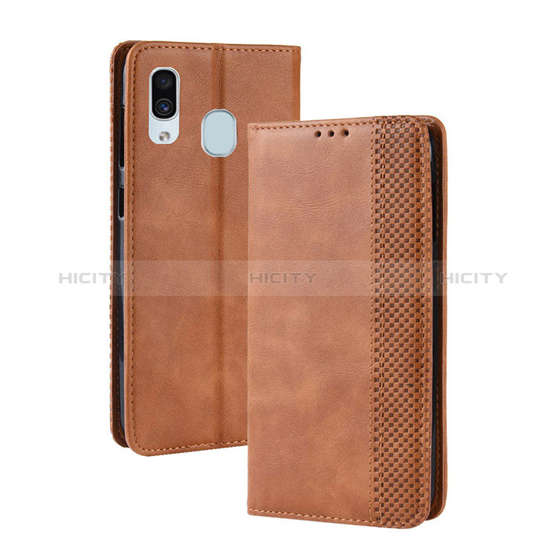 Coque Portefeuille Livre Cuir Etui Clapet BY4 pour Samsung Galaxy A20 Marron Plus