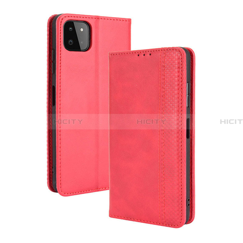 Coque Portefeuille Livre Cuir Etui Clapet BY4 pour Samsung Galaxy A22 5G Rouge Plus