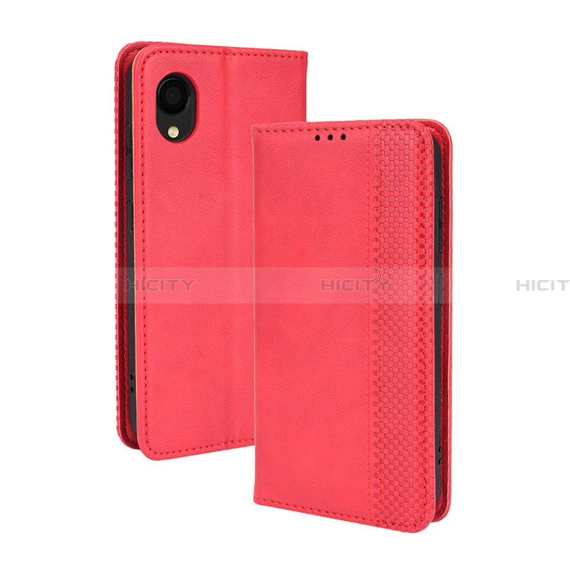 Coque Portefeuille Livre Cuir Etui Clapet BY4 pour Samsung Galaxy A22 5G SC-56B Rouge Plus