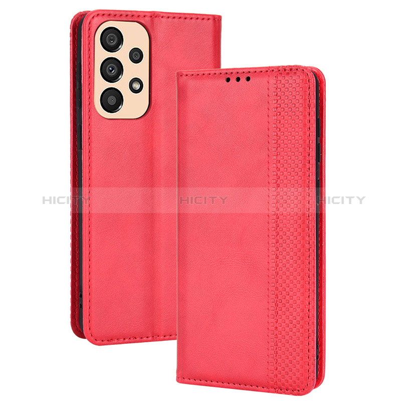 Coque Portefeuille Livre Cuir Etui Clapet BY4 pour Samsung Galaxy A23 5G Rouge Plus