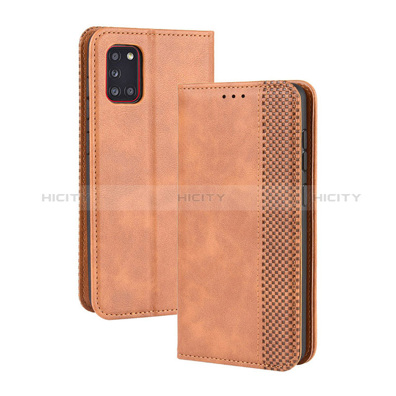 Coque Portefeuille Livre Cuir Etui Clapet BY4 pour Samsung Galaxy A31 Marron Plus