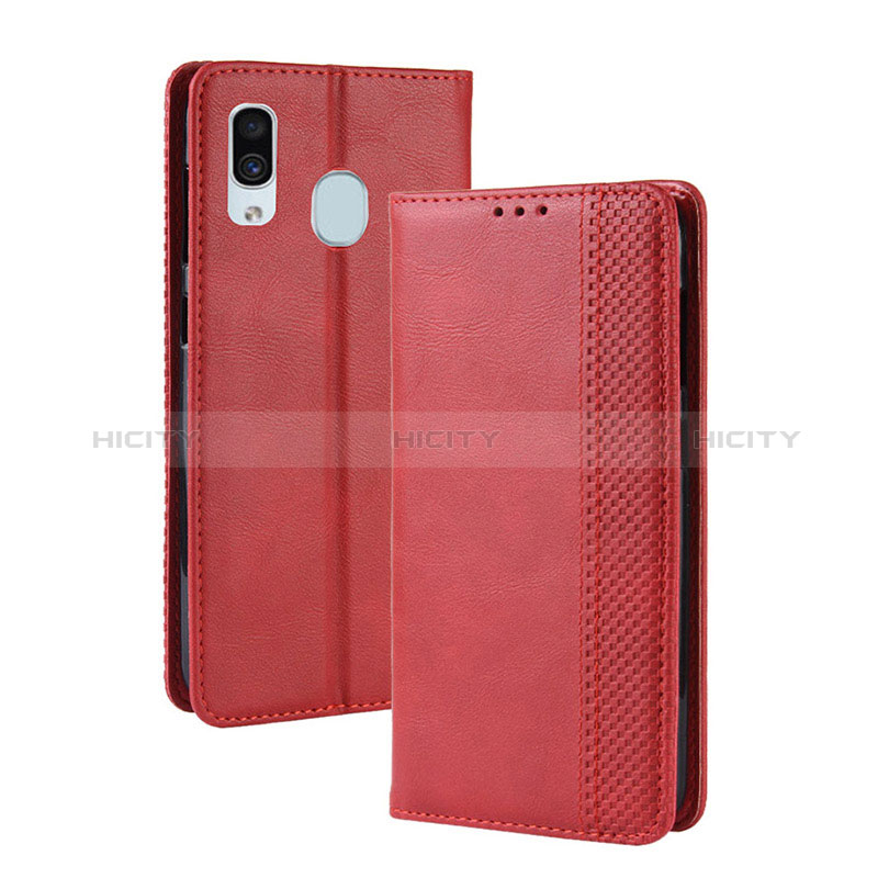 Coque Portefeuille Livre Cuir Etui Clapet BY4 pour Samsung Galaxy A40 Rouge Plus