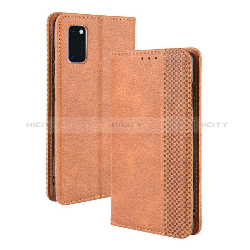 Coque Portefeuille Livre Cuir Etui Clapet BY4 pour Samsung Galaxy A41 Marron Plus