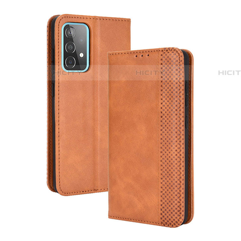 Coque Portefeuille Livre Cuir Etui Clapet BY4 pour Samsung Galaxy A52 5G Marron Plus