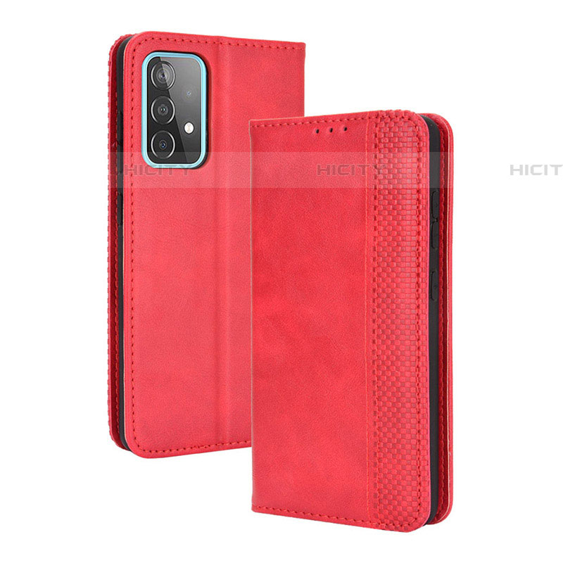 Coque Portefeuille Livre Cuir Etui Clapet BY4 pour Samsung Galaxy A52 5G Rouge Plus