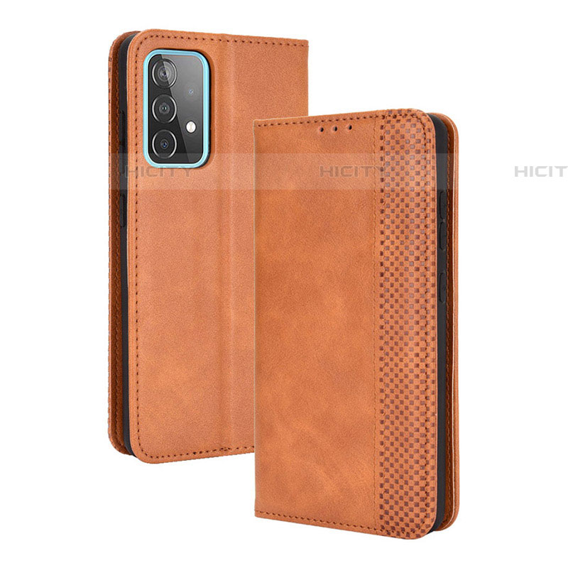 Coque Portefeuille Livre Cuir Etui Clapet BY4 pour Samsung Galaxy A72 4G Marron Plus