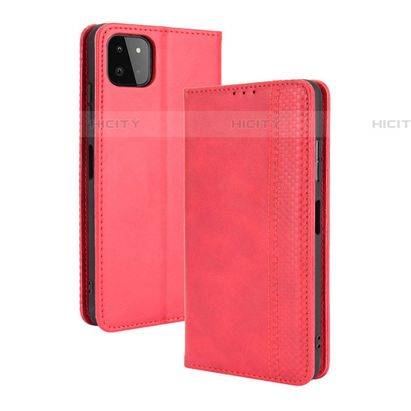 Coque Portefeuille Livre Cuir Etui Clapet BY4 pour Samsung Galaxy F42 5G Rouge Plus