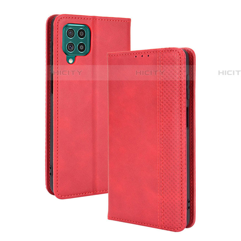 Coque Portefeuille Livre Cuir Etui Clapet BY4 pour Samsung Galaxy F62 5G Rouge Plus