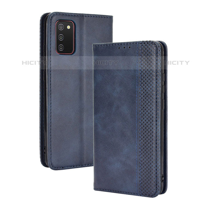 Coque Portefeuille Livre Cuir Etui Clapet BY4 pour Samsung Galaxy M02s Bleu Plus