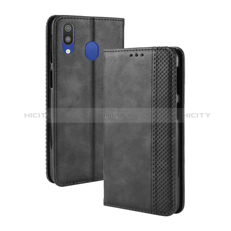 Coque Portefeuille Livre Cuir Etui Clapet BY4 pour Samsung Galaxy M20 Noir Plus