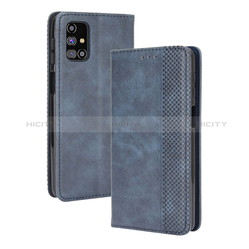 Coque Portefeuille Livre Cuir Etui Clapet BY4 pour Samsung Galaxy M31s Bleu Plus