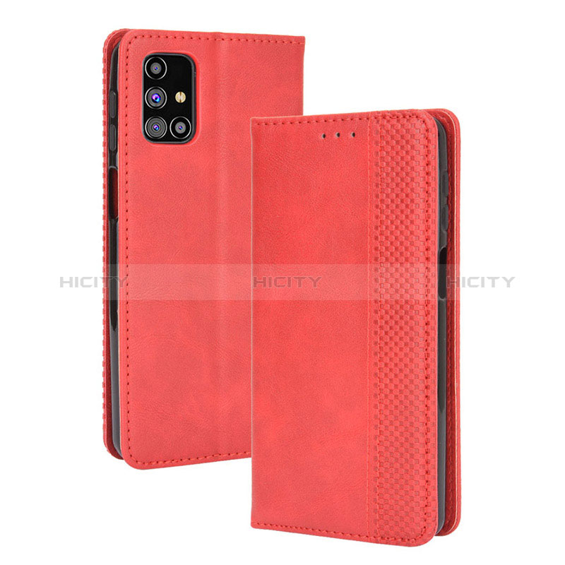 Coque Portefeuille Livre Cuir Etui Clapet BY4 pour Samsung Galaxy M31s Rouge Plus