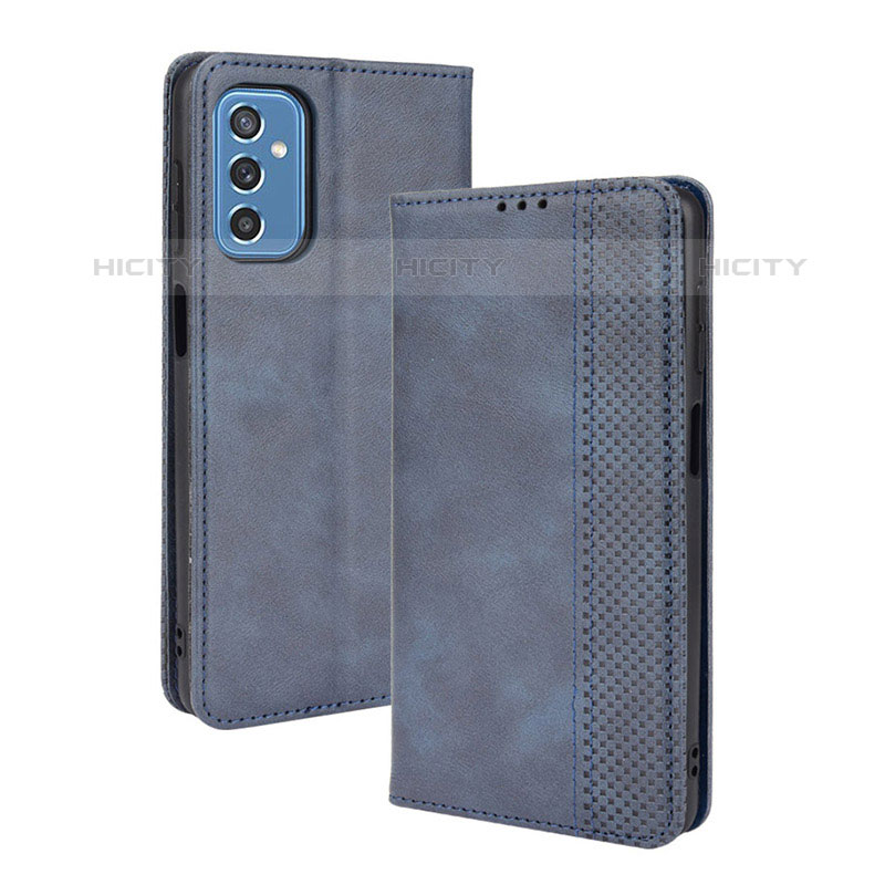 Coque Portefeuille Livre Cuir Etui Clapet BY4 pour Samsung Galaxy M52 5G Bleu Plus