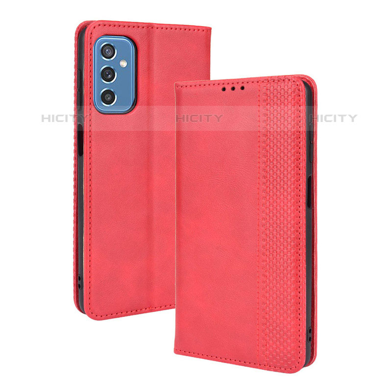 Coque Portefeuille Livre Cuir Etui Clapet BY4 pour Samsung Galaxy M52 5G Rouge Plus