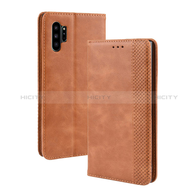 Coque Portefeuille Livre Cuir Etui Clapet BY4 pour Samsung Galaxy Note 10 Plus 5G Marron Plus