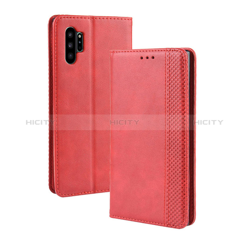 Coque Portefeuille Livre Cuir Etui Clapet BY4 pour Samsung Galaxy Note 10 Plus 5G Rouge Plus