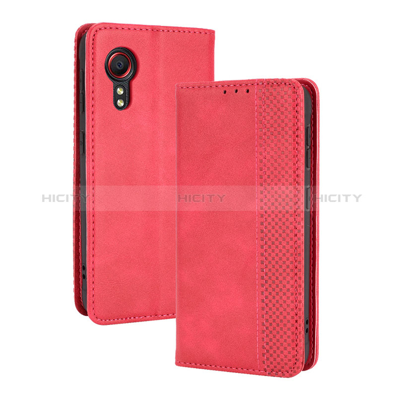 Coque Portefeuille Livre Cuir Etui Clapet BY4 pour Samsung Galaxy XCover 5 SM-G525F Rouge Plus