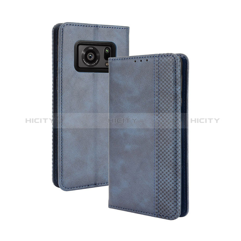 Coque Portefeuille Livre Cuir Etui Clapet BY4 pour Sharp Aquos R6 Bleu Plus