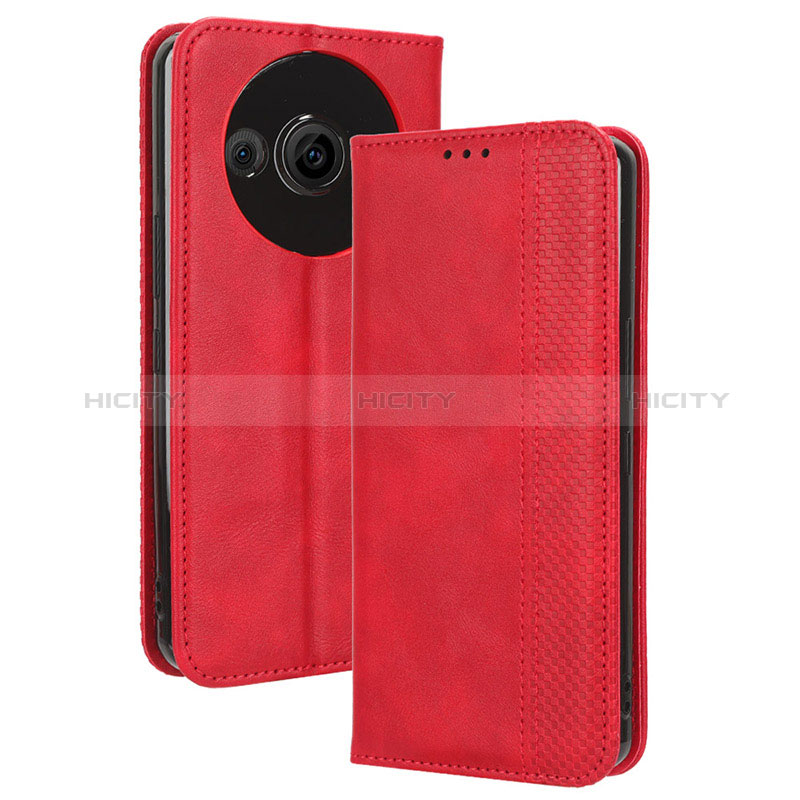 Coque Portefeuille Livre Cuir Etui Clapet BY4 pour Sharp Aquos R8s Pro Rouge Plus