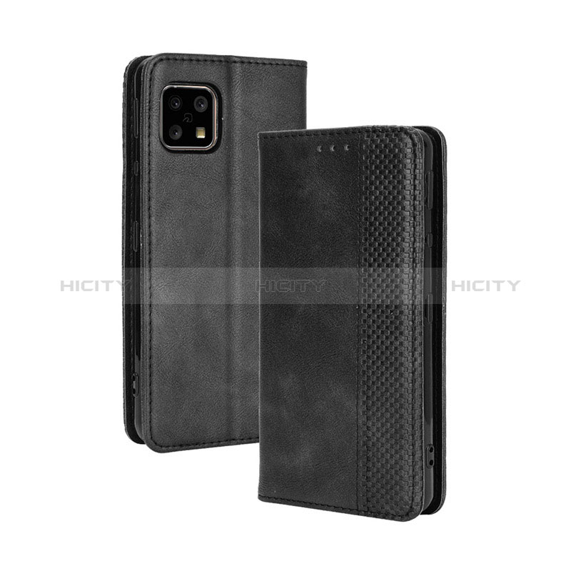 Coque Portefeuille Livre Cuir Etui Clapet BY4 pour Sharp Aquos Sense4 Lite Noir Plus