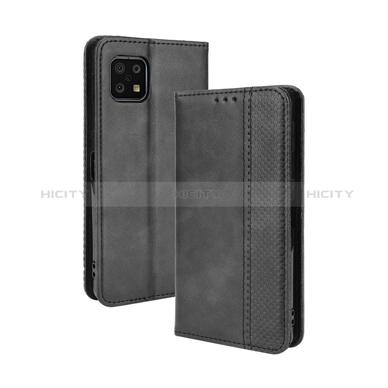 Coque Portefeuille Livre Cuir Etui Clapet BY4 pour Sharp Aquos Sense6s Noir Plus