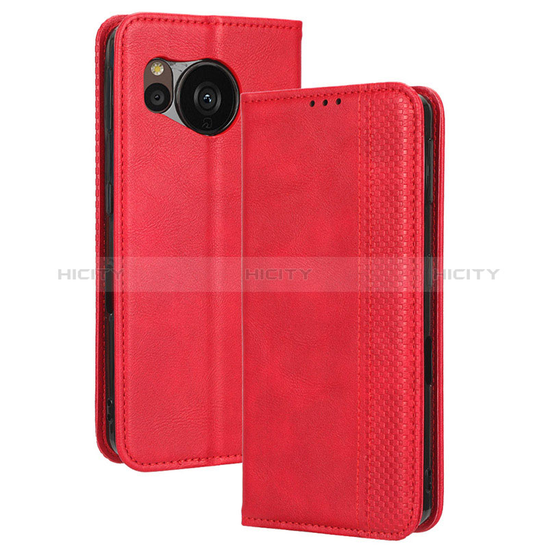 Coque Portefeuille Livre Cuir Etui Clapet BY4 pour Sharp Aquos Sense7 Plus Rouge Plus