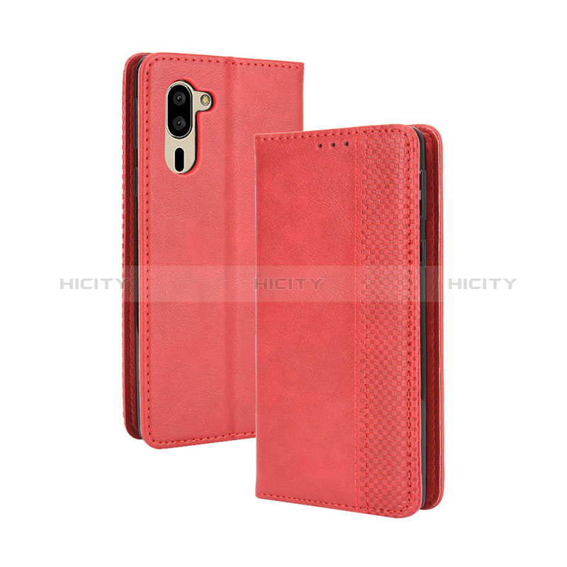 Coque Portefeuille Livre Cuir Etui Clapet BY4 pour Sharp Simple Sumaho 5 Rouge Plus