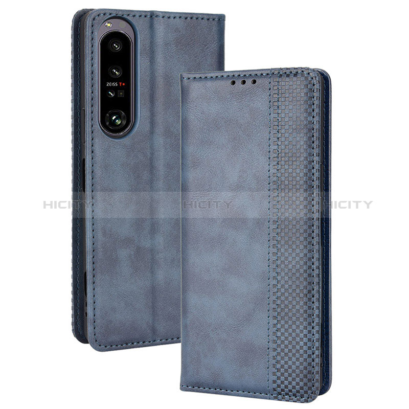 Coque Portefeuille Livre Cuir Etui Clapet BY4 pour Sony Xperia 1 IV Bleu Plus