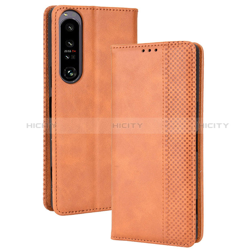 Coque Portefeuille Livre Cuir Etui Clapet BY4 pour Sony Xperia 1 IV Marron Plus