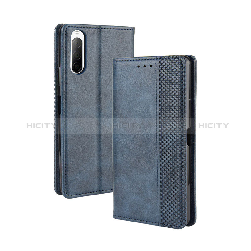 Coque Portefeuille Livre Cuir Etui Clapet BY4 pour Sony Xperia 10 II Bleu Plus