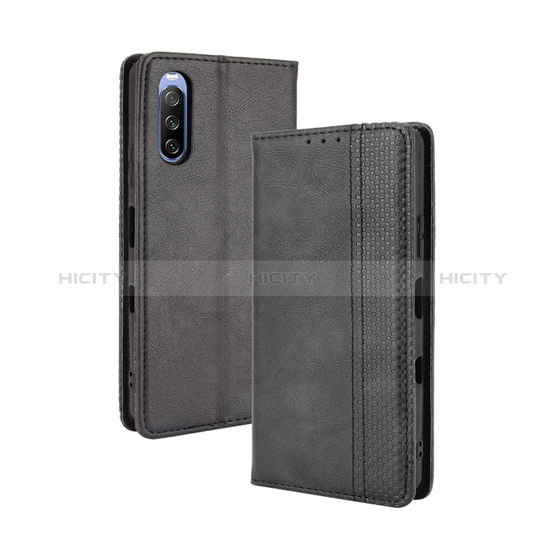 Coque Portefeuille Livre Cuir Etui Clapet BY4 pour Sony Xperia 10 III Lite Noir Plus