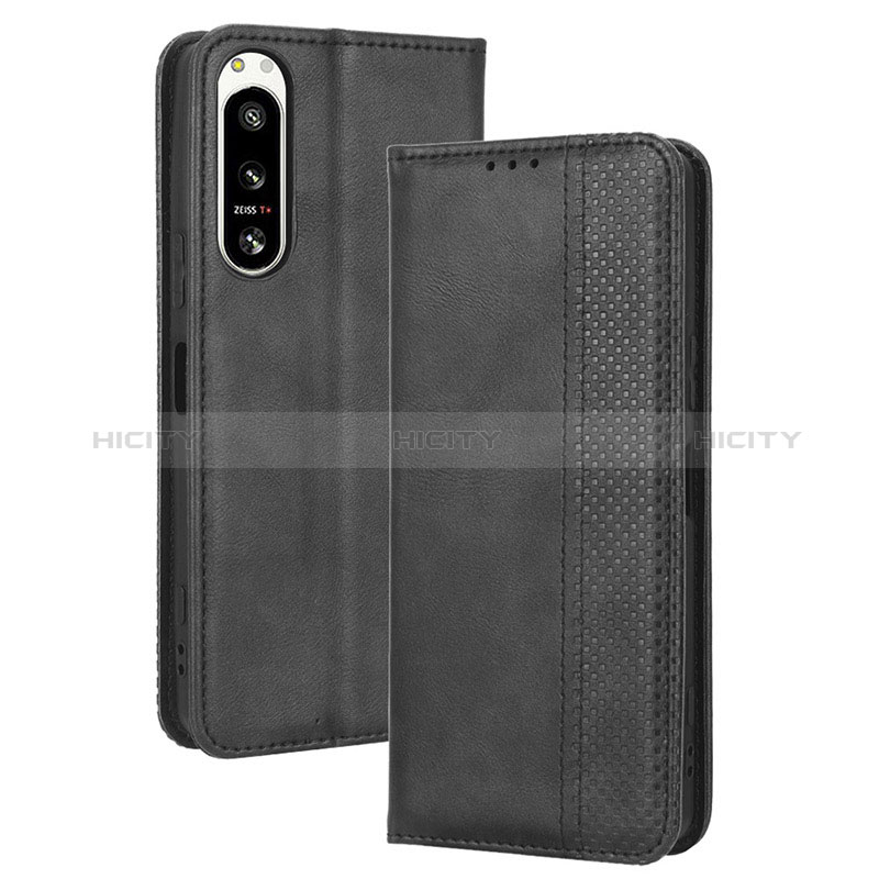 Coque Portefeuille Livre Cuir Etui Clapet BY4 pour Sony Xperia 5 IV Noir Plus